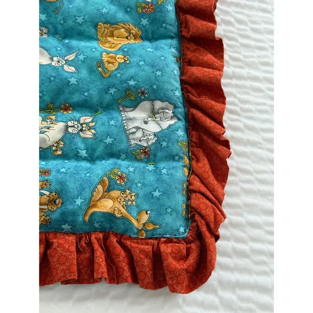 HANDMADE OOAK Safari Noah's Ark Baby Quilt Play Mat Christian Nursery Blanket